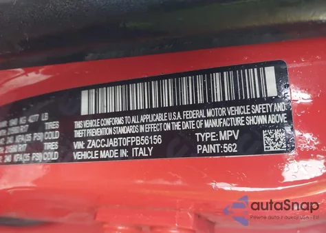 2015 Jeep Renegade Latitude z USA, uszkodzony, nr VIN ZACCJABT0FPB56156